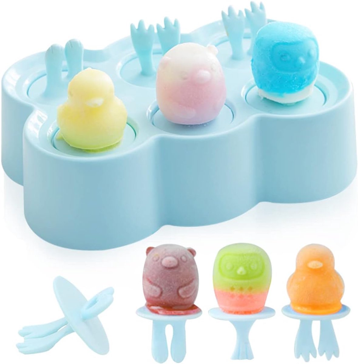 Ijsvormpjes - IJshouder - IJslolly Vormen - Ijsjes Vormen - Ijsjes Maken - Mini Ijslolly Vorm – Siliconen Ijslollyvorm voor Kinderen en Baby's – 18x8x12.5cm - Blauw