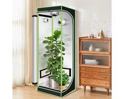 80x80x180cm Kweektent in huis Growtent Binnen Growbox om Planten te Kweken planten kweken Zwart&Groen Kweekkast Planten Dark Room Greenhouse Waterdicht