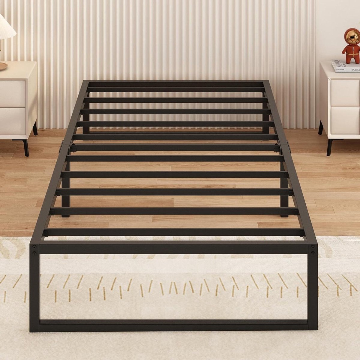 Metalen Bedframe - Eenpersoonsbed Frame - Stabiel Slapen - Geruisloos Ontwerp - 90x190 cm - Zwart