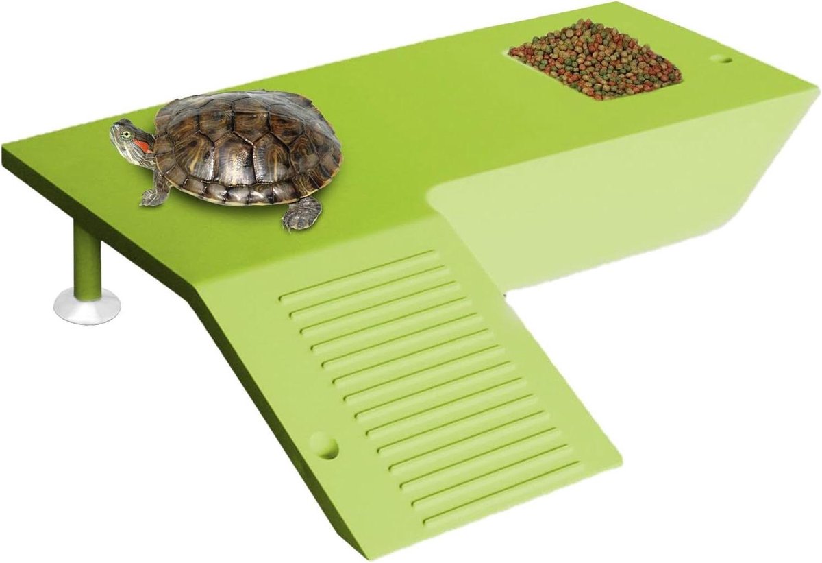 Schildpadden Zonneplatform - Reptielen Terras - Schildpadden Verzorgen - Met Zuignappen - 18x6x6 cm - Groen