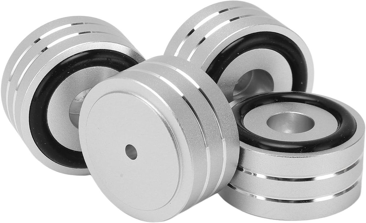 Luidspreker Isolatie Voeten - Audio Schokdemper Pads - Geluid Verbeteren - Hoge Dichtheid Aluminiumlegering - 4 stuks - Zilver