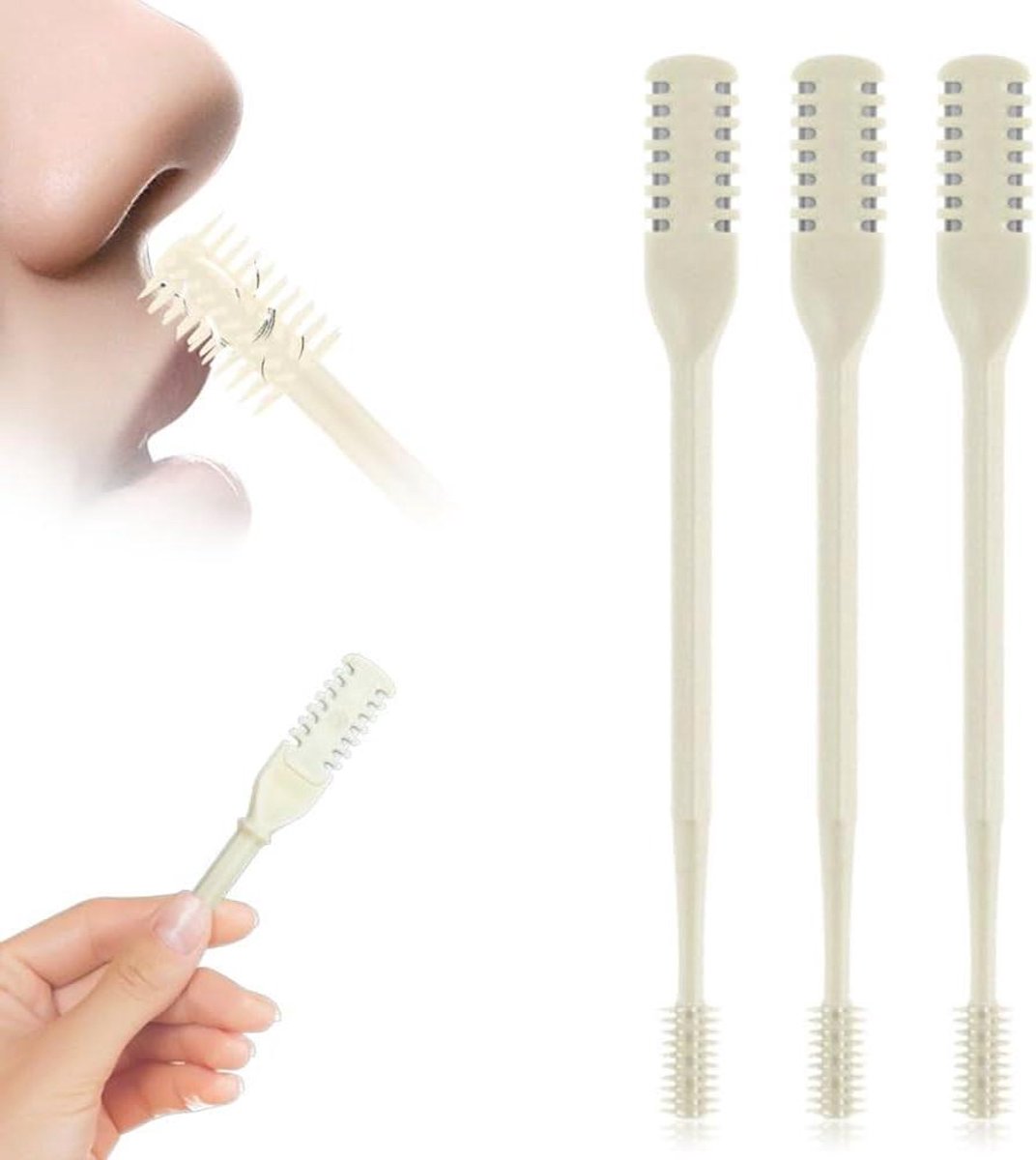 Neushaartrimmer - Neus haarverwijderaar - Persoonlijke verzorging - Dubbelzijdig mes - 3 stuks - Beige