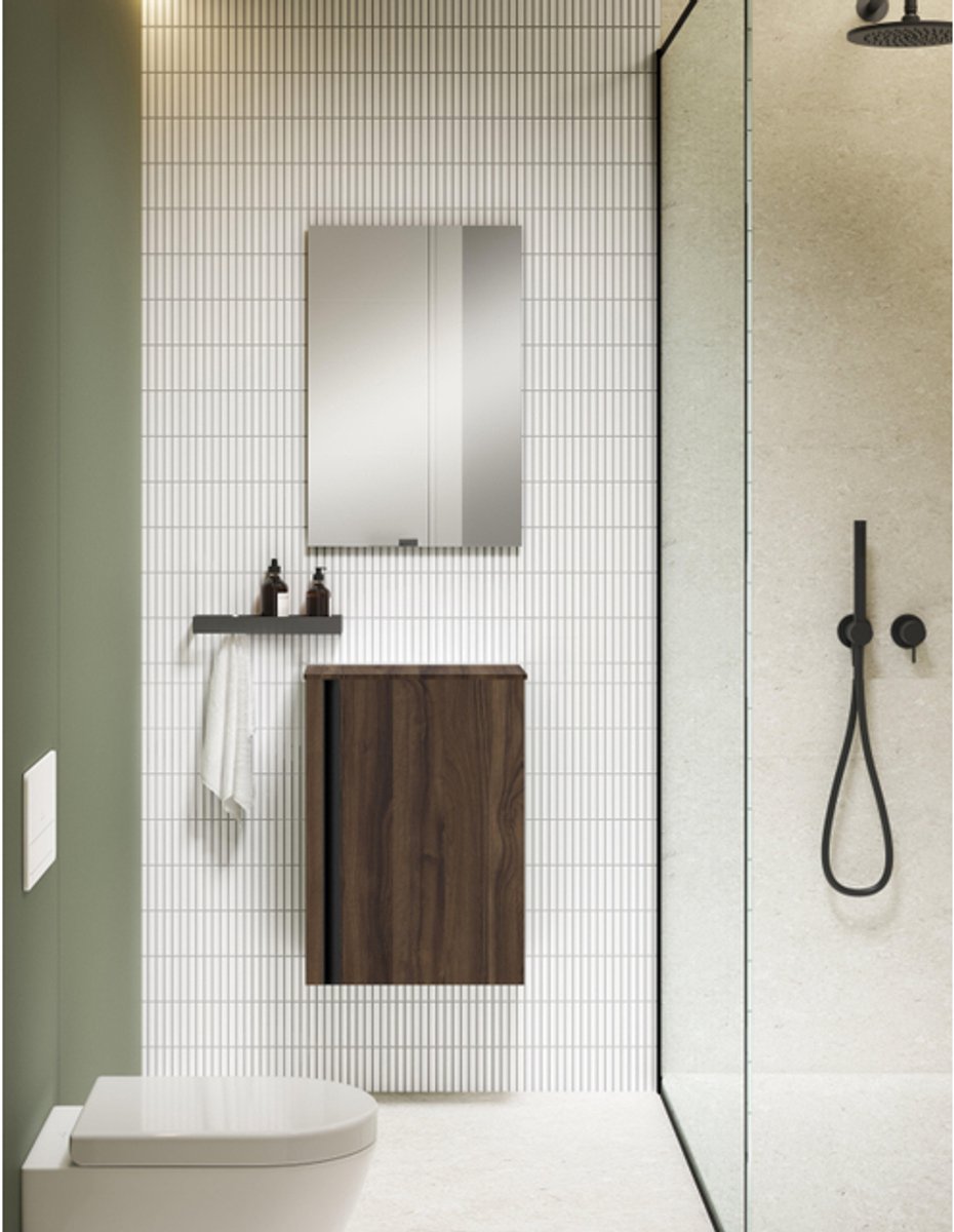 Fugaflow Eccelente Pietra Fonteinonderkast - 40x55cm - 1 deur - met topblad - noten