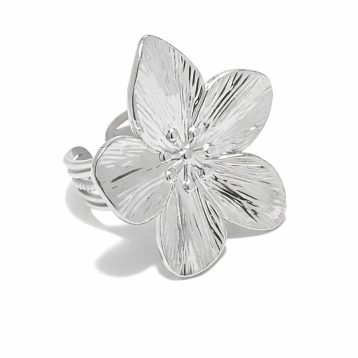 Luxxie - Bloem Ring - Goudkleurig - Stainless Steel - Verstelbare ring-zilver kleur