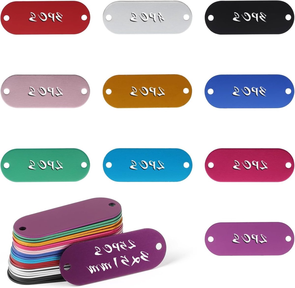 25 Stuks Kleurrijke Perforeerde Lege Aluminium Hondenlabels voor Kettingen en Sleutelhangers, Gepersonaliseerde Identiteitslabels voor Huisdieren