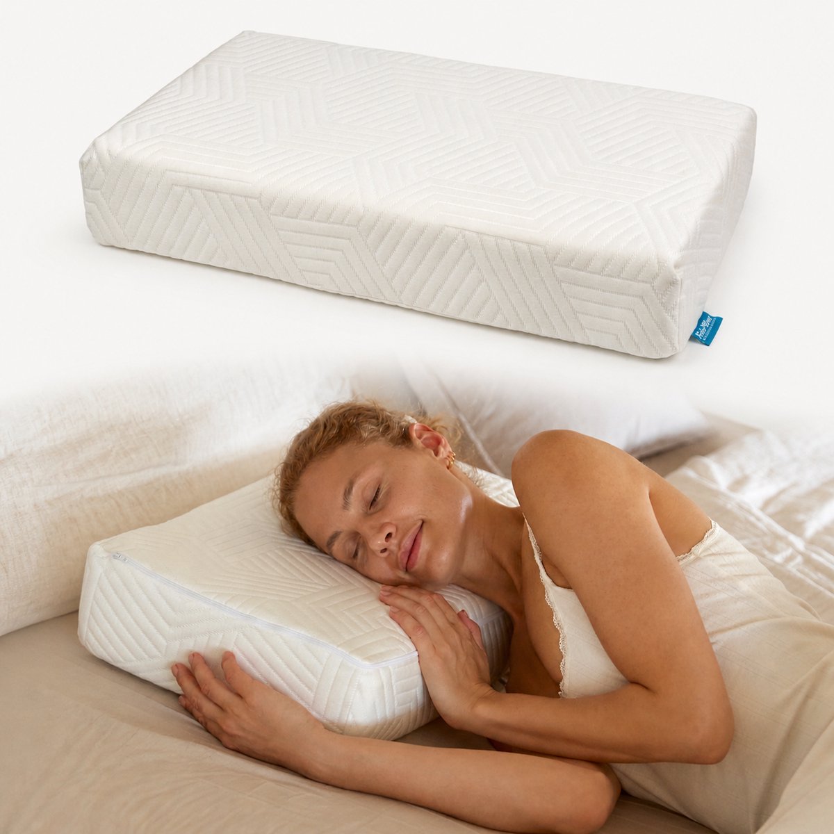 SidePillow Ergonomisch hoofdkussen voor zijslapers - 11.5 cm - Stevig traagschuim wit