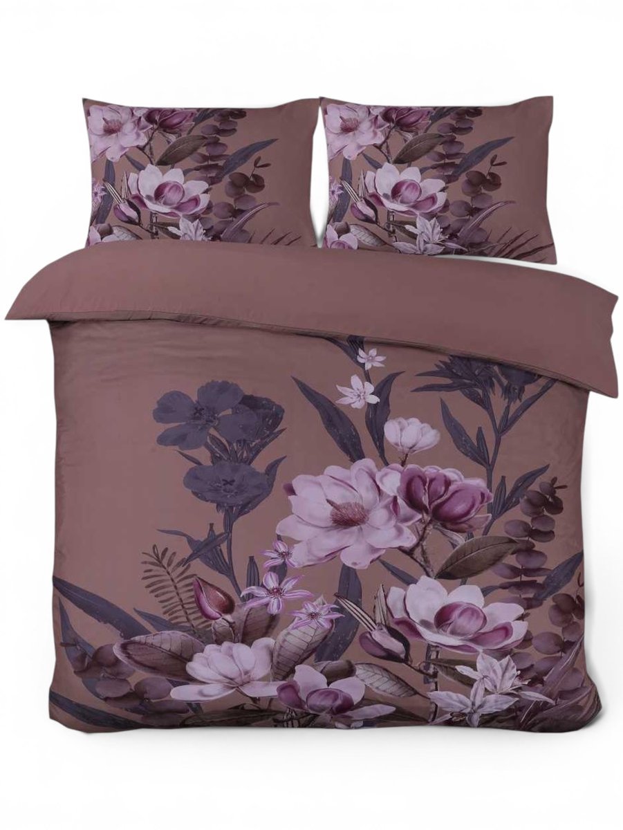Husch Dekbedovertrek Marlous - 200x200/220 - Bloemen - Multi/Taupe