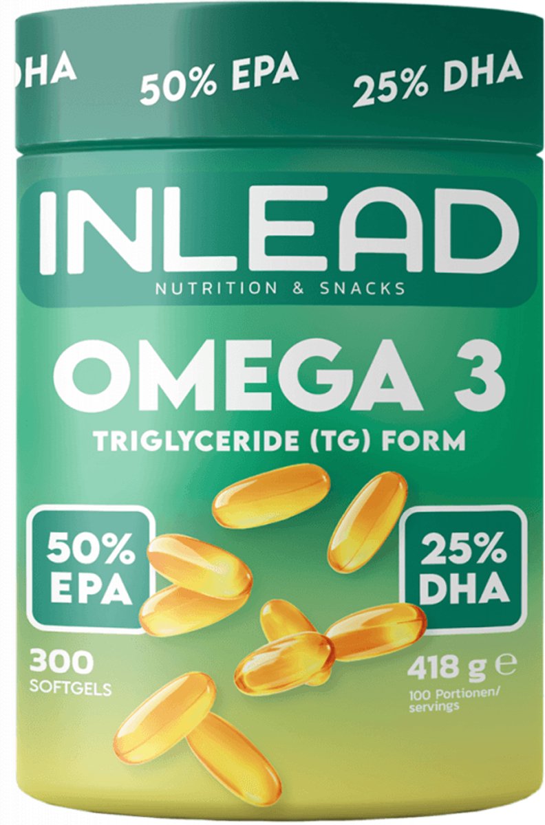 Inlead Omega-3 1000mg Triglyceride Form (300 Caps) Unflavoured - Vitaminen, mineralen & gezondheid - Vetzuren