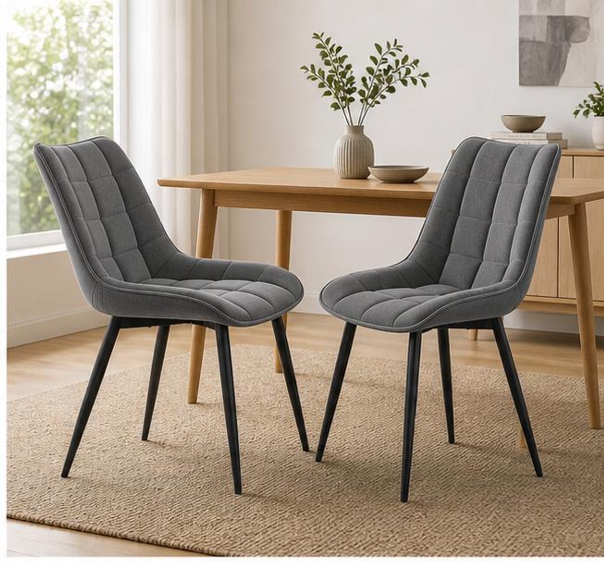 Eetkamerstoelen Set van 2 – Fluwelen Stoelen met Rugleuning en Metalen Poten, Comfortabele Keukenstoelen tot 150 kg, Moderne Stoelen voor Eetkamer en Woonkamer Donkergroen – Dader
