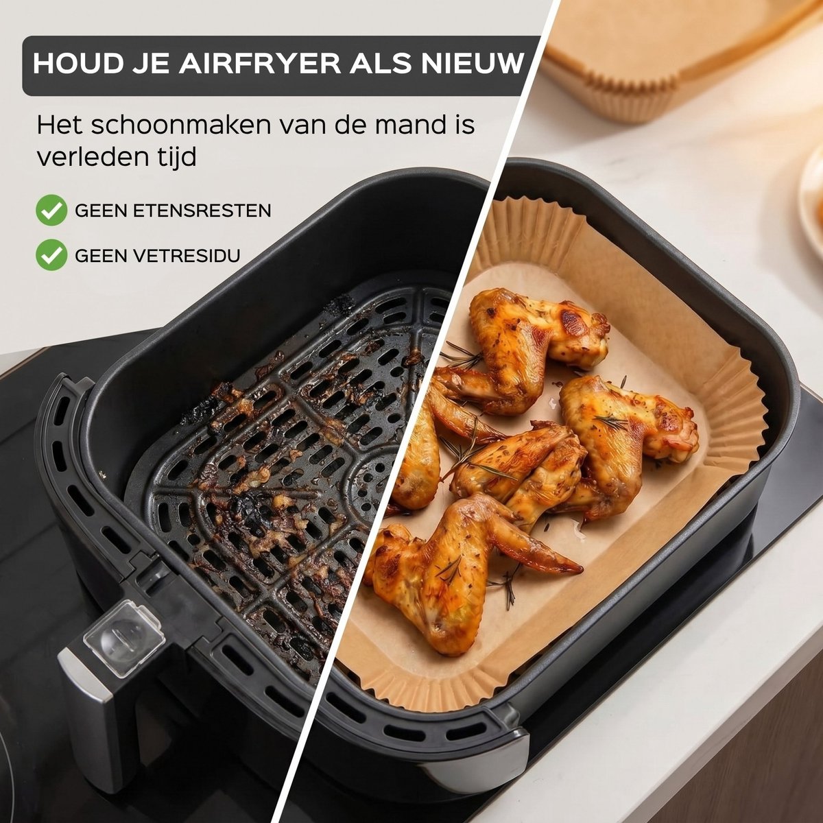 UNBOX Airfryer Bakpapier - Airfryer Accessoires - Bakpapier Airfryer - Airfryer Bakjes voor Philips Dual Airfryer - Bakpapier voor Philips Airfryer 3000/5000 Series - Airfryer Bakjes - 100 Stuks thumbnail 5
