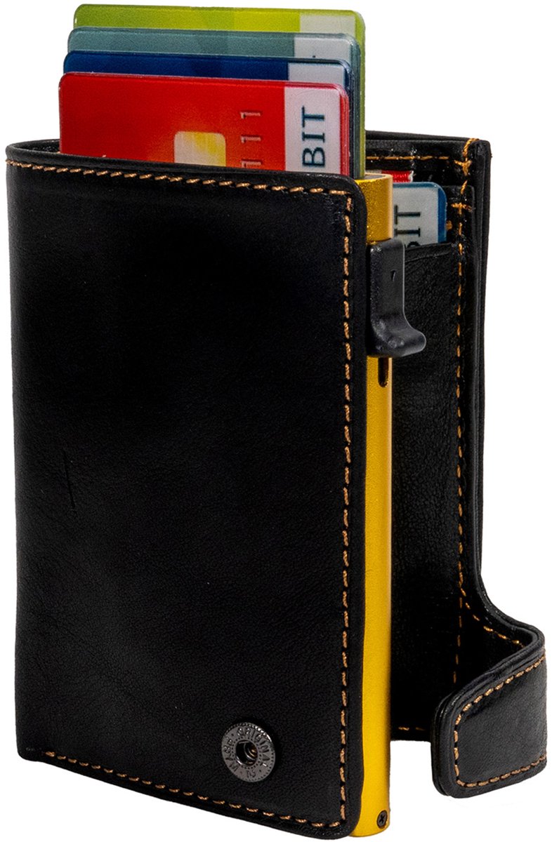 Tony Perotti Furbo RFID Leren Pasjeshouder met papier- en kleingeldvak- unisex - geel/zwart