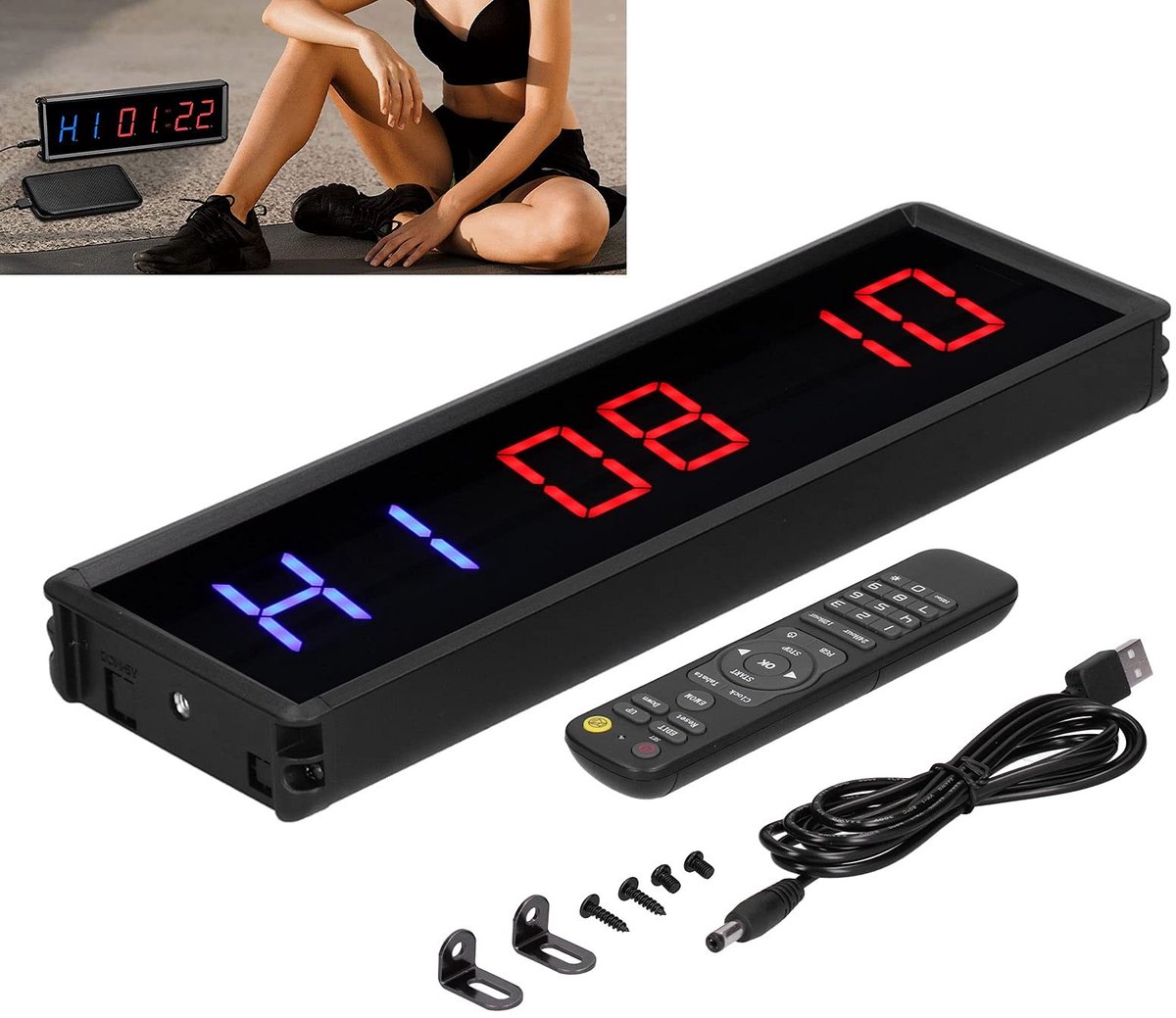 Allecto - LED Interval Timer - Fitness Stopwatch met Afstandsbediening - Perfect voor Training en Workout - Handige Countdown Klok - Multifunctione...