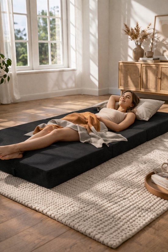 Slaapmat 2 Persoons 200 x 120 x 10 cm - Opvouwbaar Campingmatras met Draagtas - Dikke Ligmat voor Camping, Tent en Logeren, grijs van Merkloos — afbeelding 2