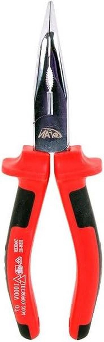 Tang met punt - Gebogen tang - Kabels snijden - Chroom-vanadium-staal - 200 mm - Grijs