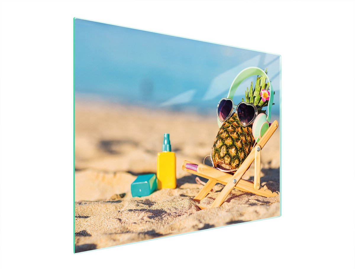 TMK ArtDeko - Snijplank van gehard glas - 52x40 cm - Ananas - Antislip - Veelkleurig