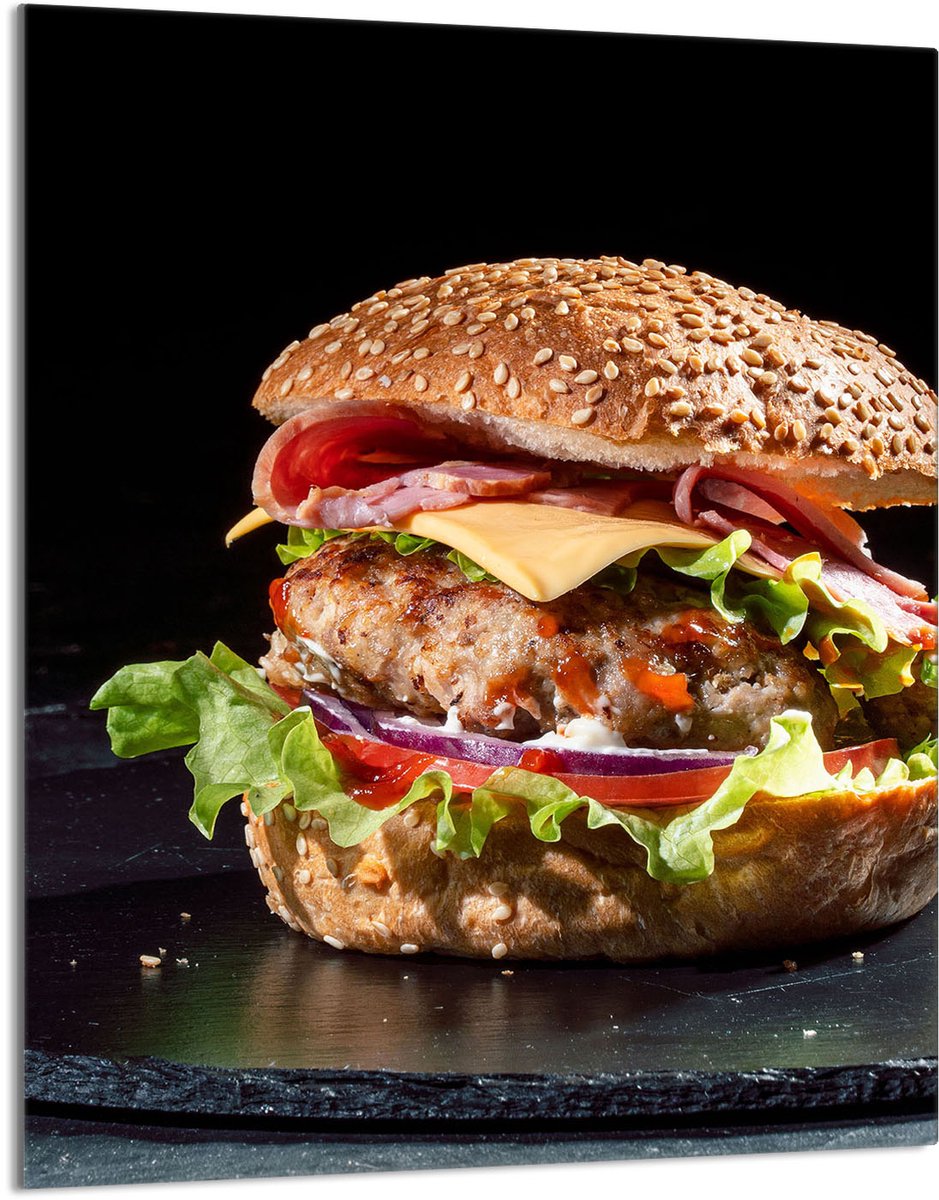 TMK ArtDeko Serie - Snijplank van Glas - 40x52 cm - Hamburger - Beschermpaneel