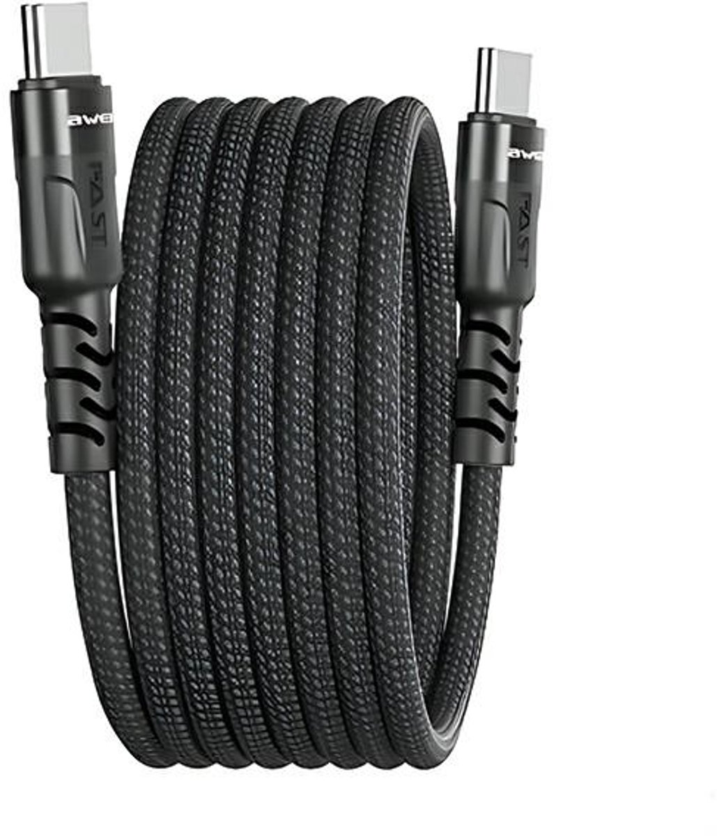 Awei Serie - Magnetische USB-C naar USB-C Kabel - Zwart - Snel Opladen
