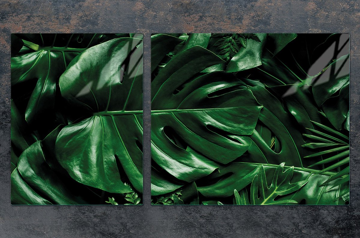 TMK ArtDeko - Snijplank van Gehard Glas - 100x52 cm - Monstera Motief