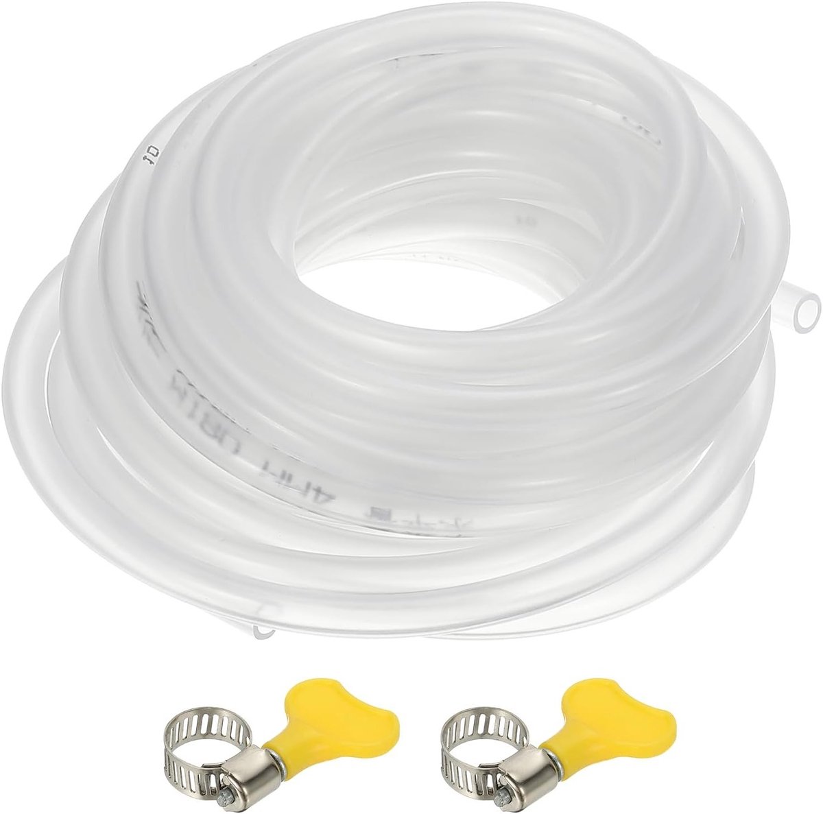 Flexibele heldere PVC vinylslang 3/16 inch ID x 1/4 inch OD met 2 slangklemmen voor aquarium, industriële toepassingen en leidingen - 40 cm lang