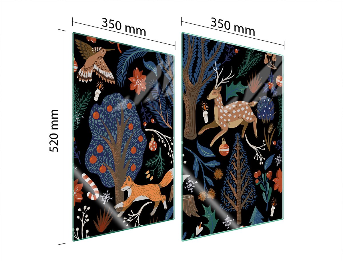 TMK ArtDeko - Kookplaat achterwand - Dierenmotief - Veilig en Praktisch - 2x35x52 cm