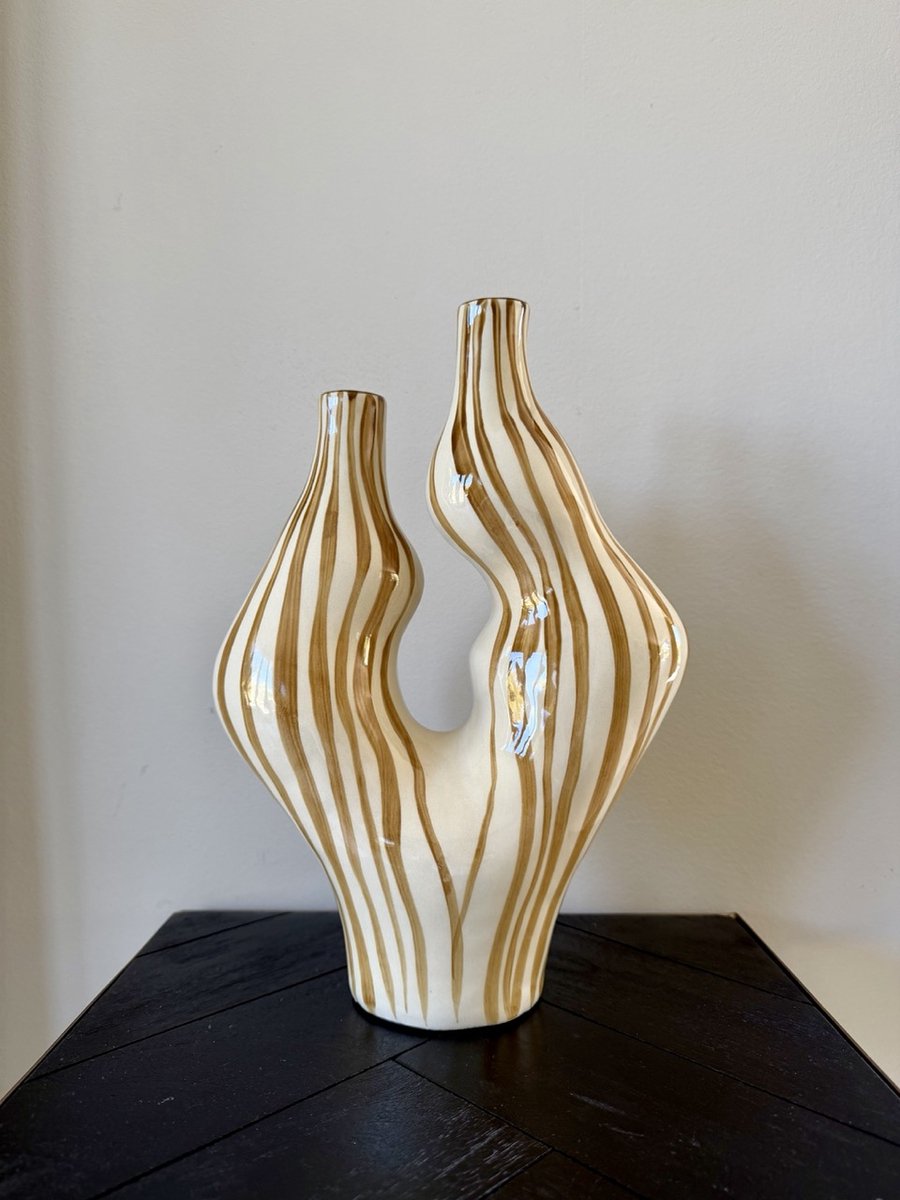 Vaas organic stripes stoneware terra 22.5x9.5x33