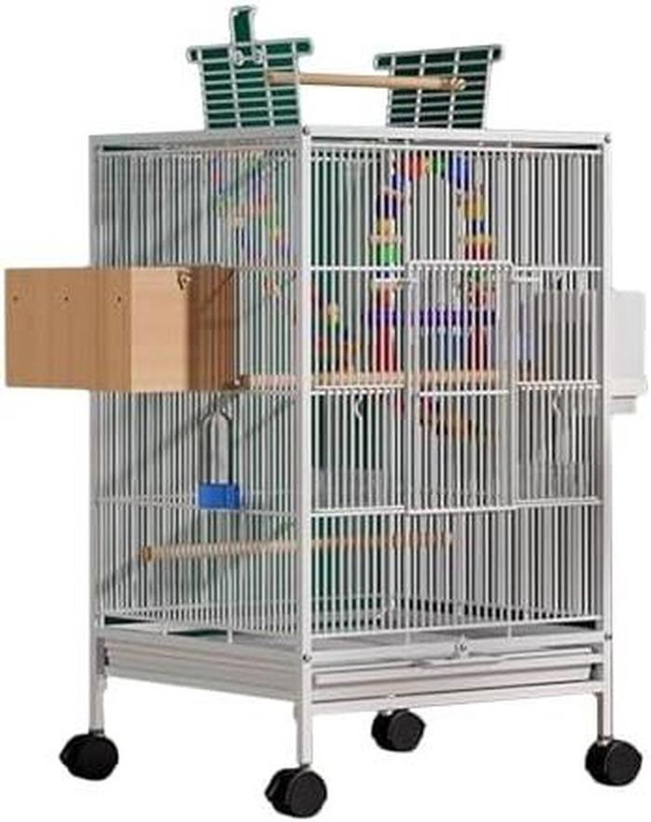 Grote Vogelkooi - Volière Indoor - Vogels Huisvesten - Open Dak Ontwerp - 46x46x77cm - Zwart