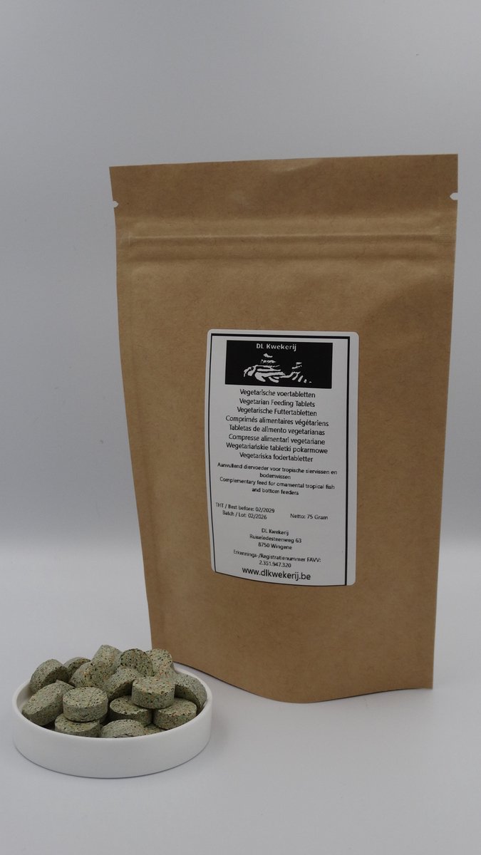 Vegetarische voertabletten - 75gram - aquarium - visvoer - DL Kwekerij
