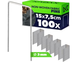 KADAX Grondankers van staal, grondanker voor bevestiging van worteldoek, tuinvlies, hek, net, onkruidfolie, camping, U-vormige, stabiele haringen, bevestigingsankers (100, 7,5 x 15 cm)