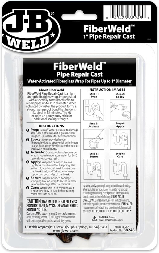 Pijp Reparatie Kit - Glasvezel Tape - Lekkages Dichten - Waterdichte Binding - 2" x 48" - Wit — afbeelding 4