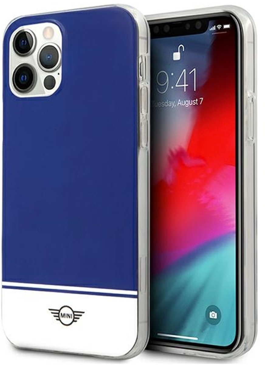 Mini MIHCP12MPCUBINA iPhone 12/12 Pro 6,1" marineblauwe harde hoes Stripe Collection