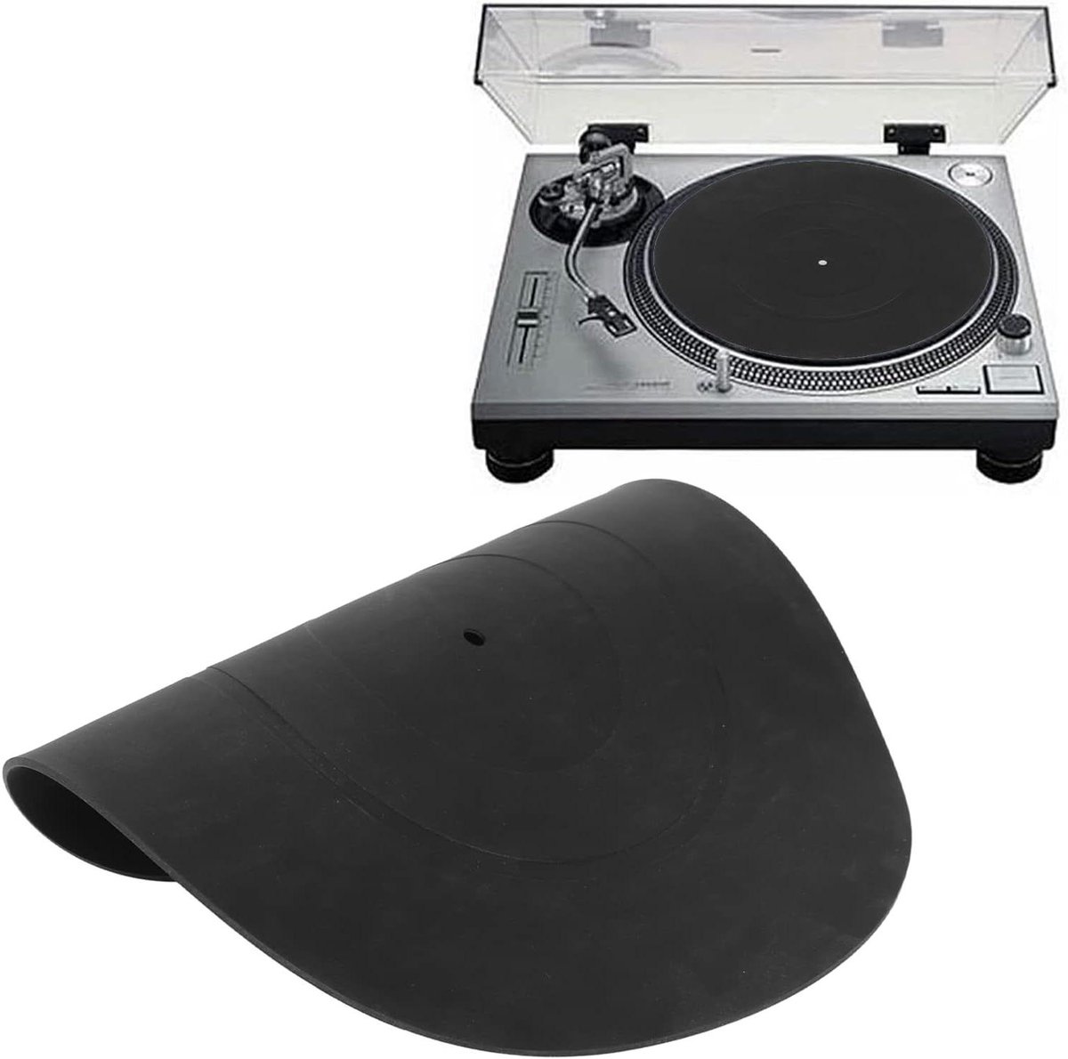 Draaitafelmat Rubber - LP Slipmat Platenspeler - Muziek Luisteren - Trillingsdempend Antistatisch - 12 inch - Zwart