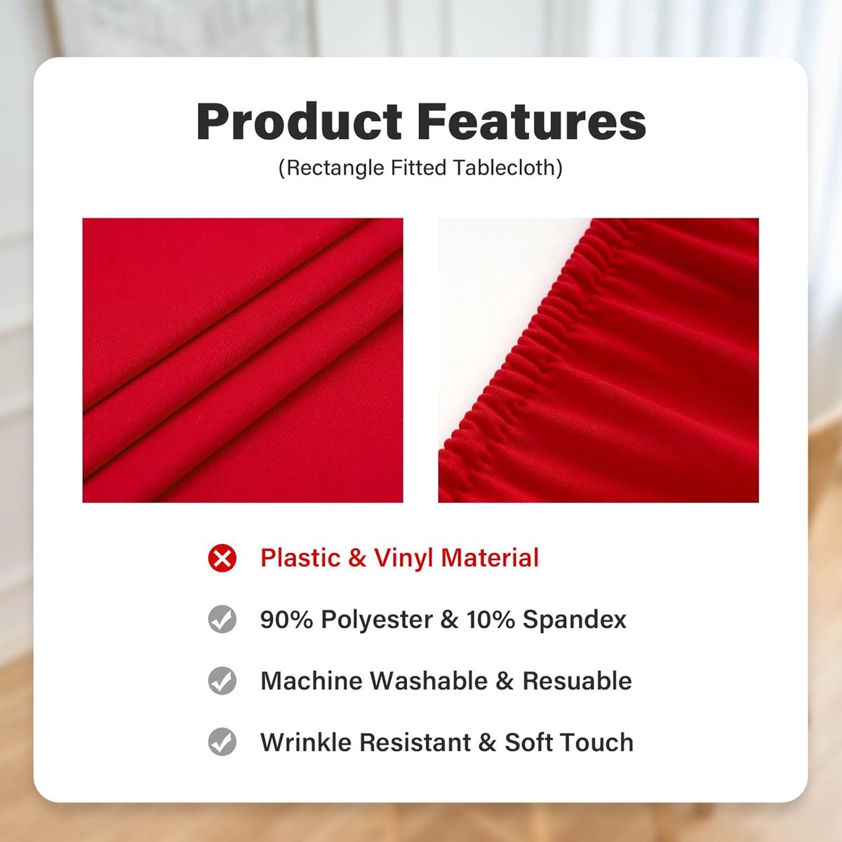 Ronde Tafelhoes - Tafelkleed Cover - Bescherming Tafelblad - Elastische Rand - 60 Inch - Rood