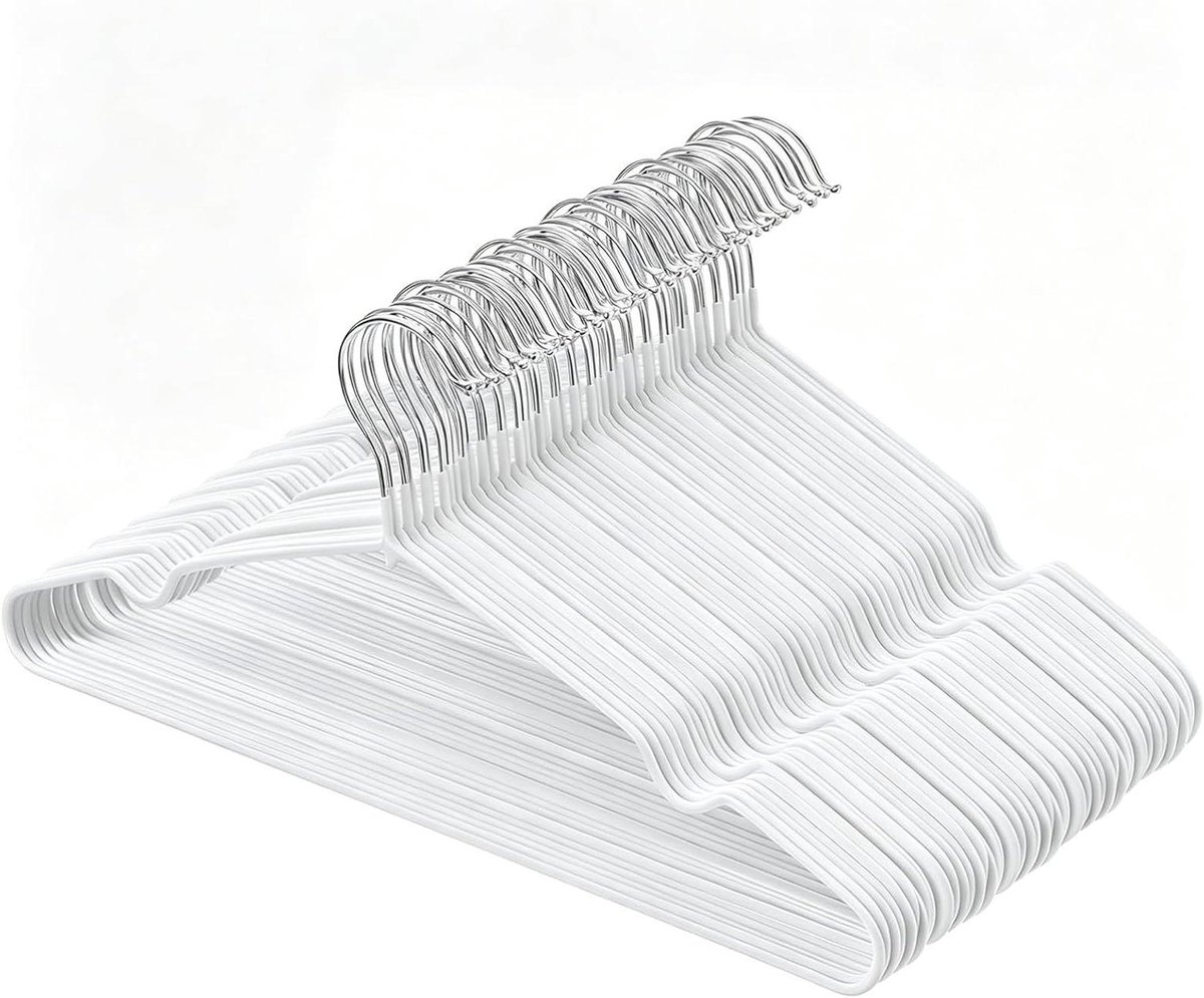 Metal Kledinghangers - Draad Hangers - Kleding Organiseren - Anti-Slip Coating - 40 cm - Wit
