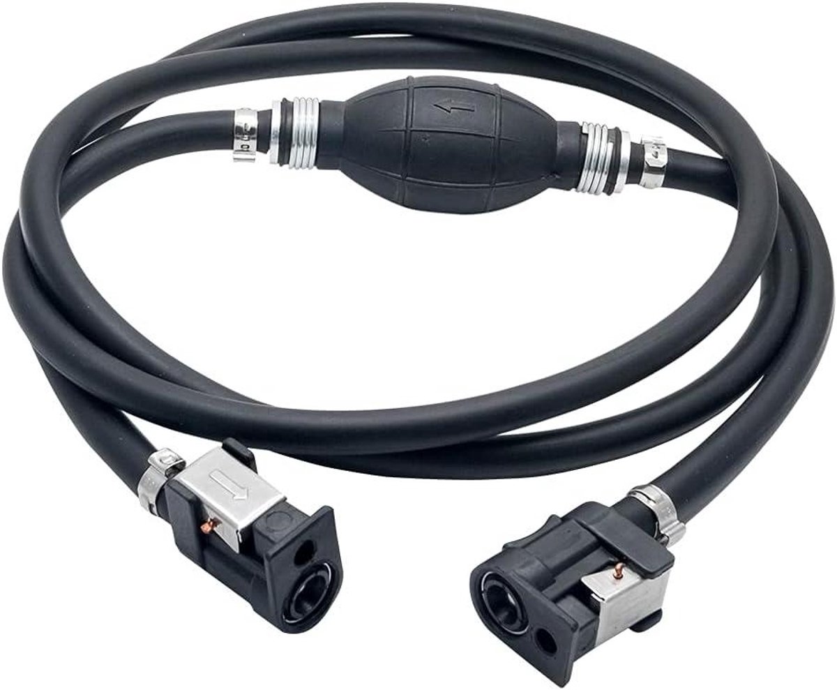 Brandstofleiding Buitenboordmotor - Brandstofslang Primer Bol - Varen Motor Onderhoud - Corrosiebestendig Rubber - 195 cm - Zwart