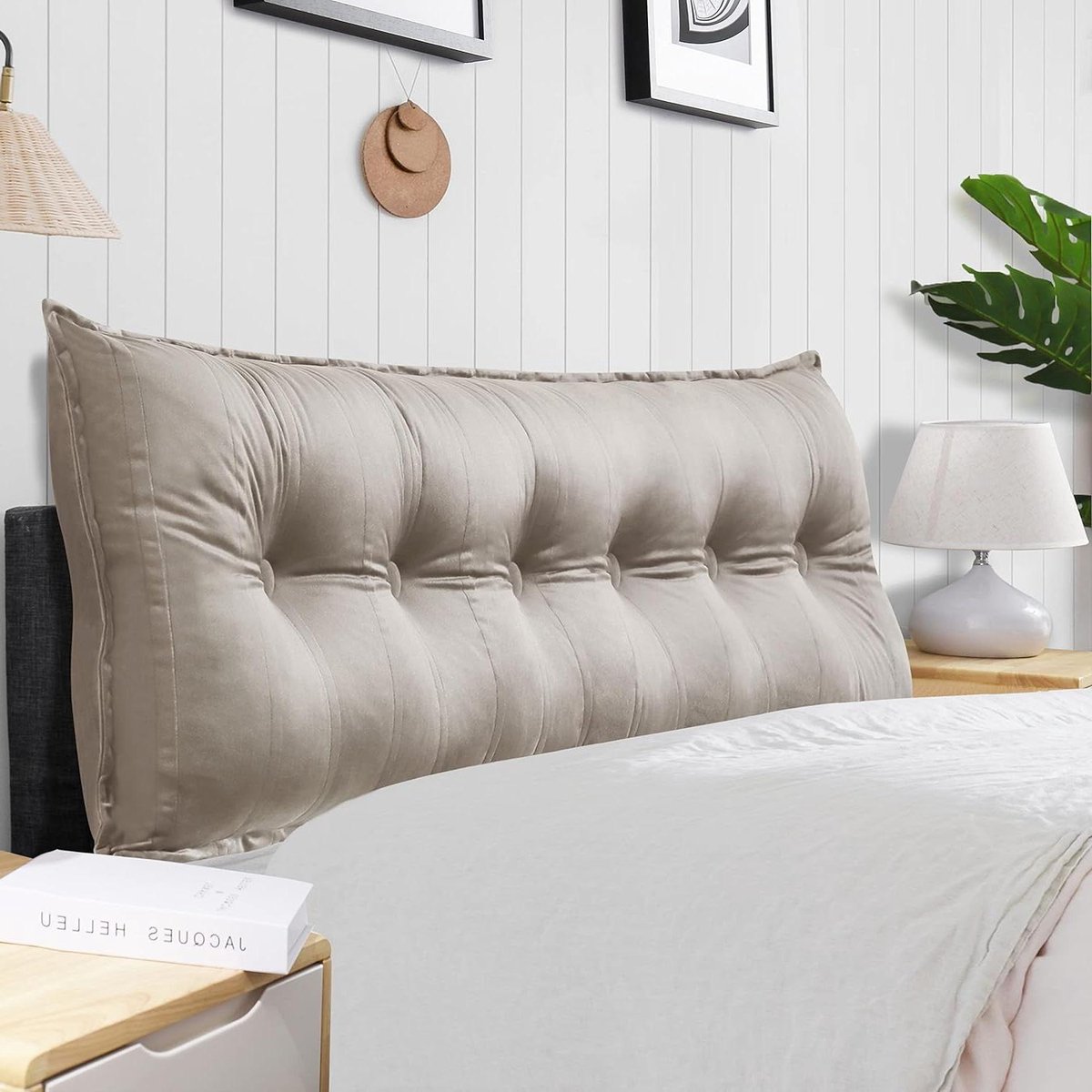 Driehoekig Kussen - Leeskussen Rugsteun - Ontspannen Zitten - Ergonomisch Gebogen Design - 180 cm - Lichtbruin