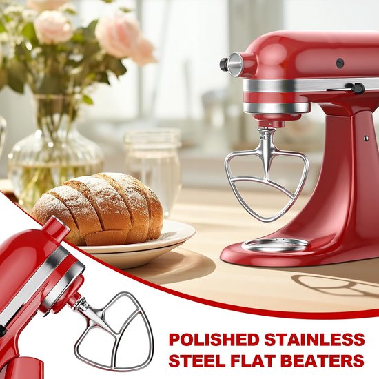 Platte Klopper - Mixer Accessoire - Koekjes Deeg Maken - Roestvrij Staal - 45-5 Liter - Zilver van Merkloos — afbeelding 3