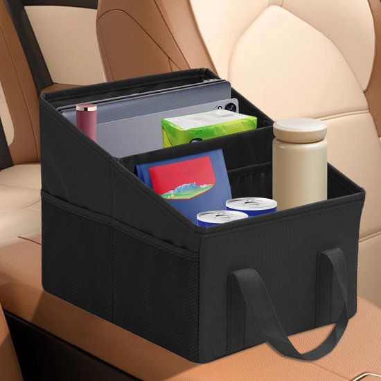 Autostoelorganizer - Organizer voor de passagiersstoel - Opvouwbare, kleine autostoelorganizer - Geschikt voor de voor- en achterbank op de middenconsole - Achterbankorganizer met bevestigingsriem - Handig voor het opbergen van spullen van kinderen. van Merkloos — afbeelding 2
