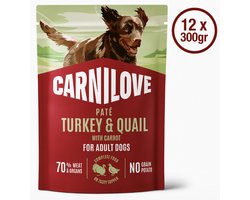 Carnilove Dog Pouch Paté Turkey & Quial with Yellow Carrot 12 x 300 g