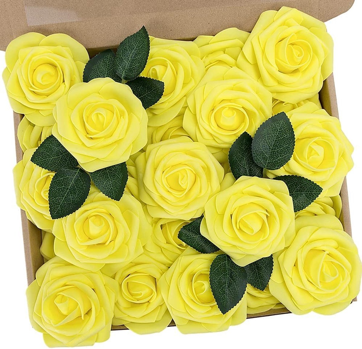 Allecto - Kunstbloemen 25 Stuks - Rozenkoppen - Realistisch en Herbruikbaar - Geel - Bruiloft Decoratie - Perfect voor Feesten en Verjaardagen