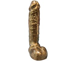 Handbeschilderde Piemelkunst van Keramiek Gips – Uniek Kunstobject – 18,5 cm – Cadeau & Decoratie - glanzend goud