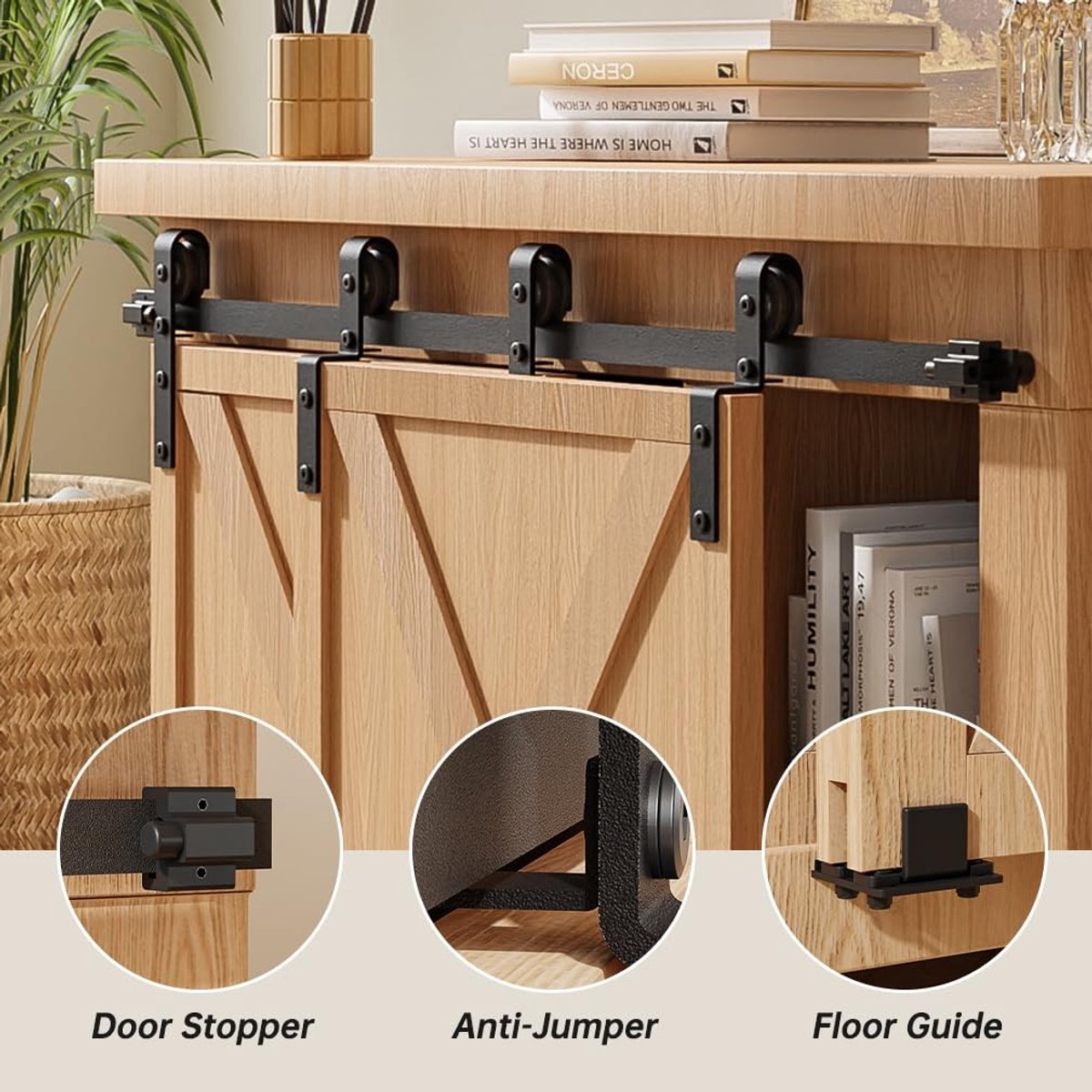 Allecto - Mini-schuifdeur - Schuifdeursysteem - Eenvoudig te installeren - 122 cm - Stil en soepel - Geschikt voor houten deuren - Modern design