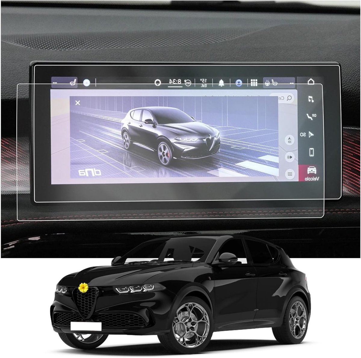 Navigatie Beschermfolie voor Alfa Romeo Tonale 2022-2023, 10.25 Inch GPS Schermbeschermer, Krasbestendig en Duurzaam, 2 Stuks Accessoires