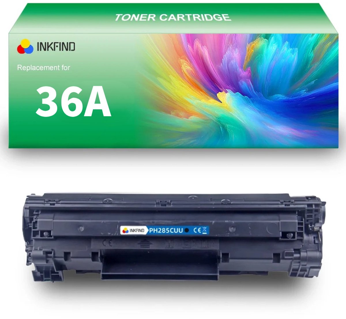 INKFIND 36A tonercartridge compatibel met HP 36A CB436A - 1-pack Zwart