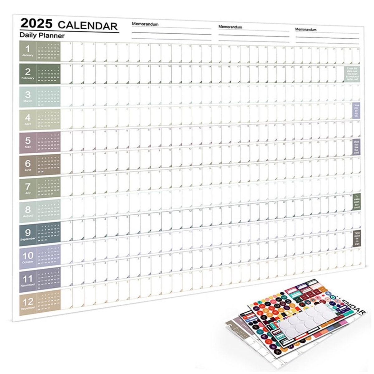 Allecto - XXL Wall Calendar - 2025 - Ideaal voor planning - Multi-kleur - 12 maanden - Perfect voor kantoor en thuis - Ruim formaat