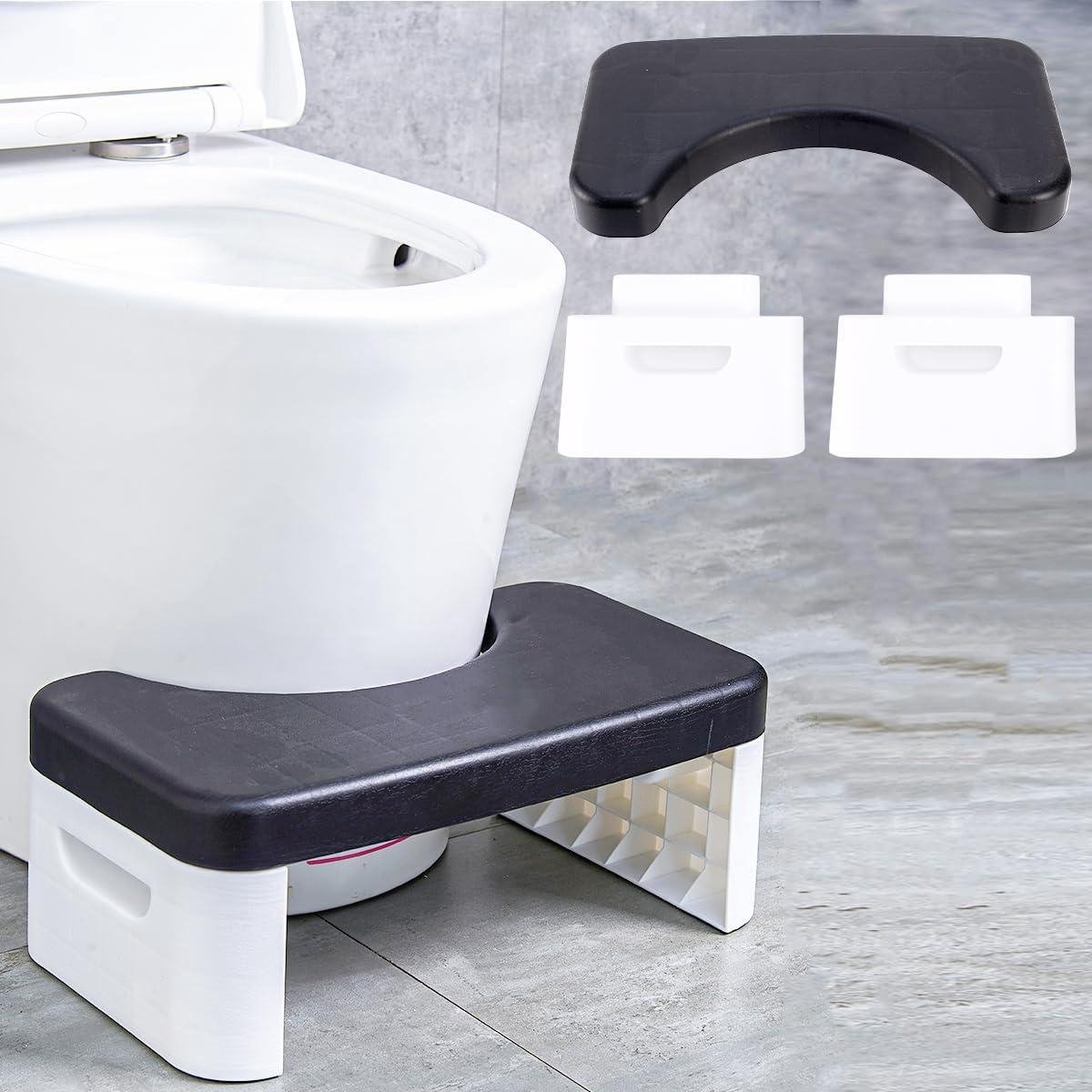 Toiletkruk Opvouwbaar - Hurkstoel Badkamer - Gezonde Ontlasting - Ergonomisch Ontwerp - 7 Inch Hoog - Zwart