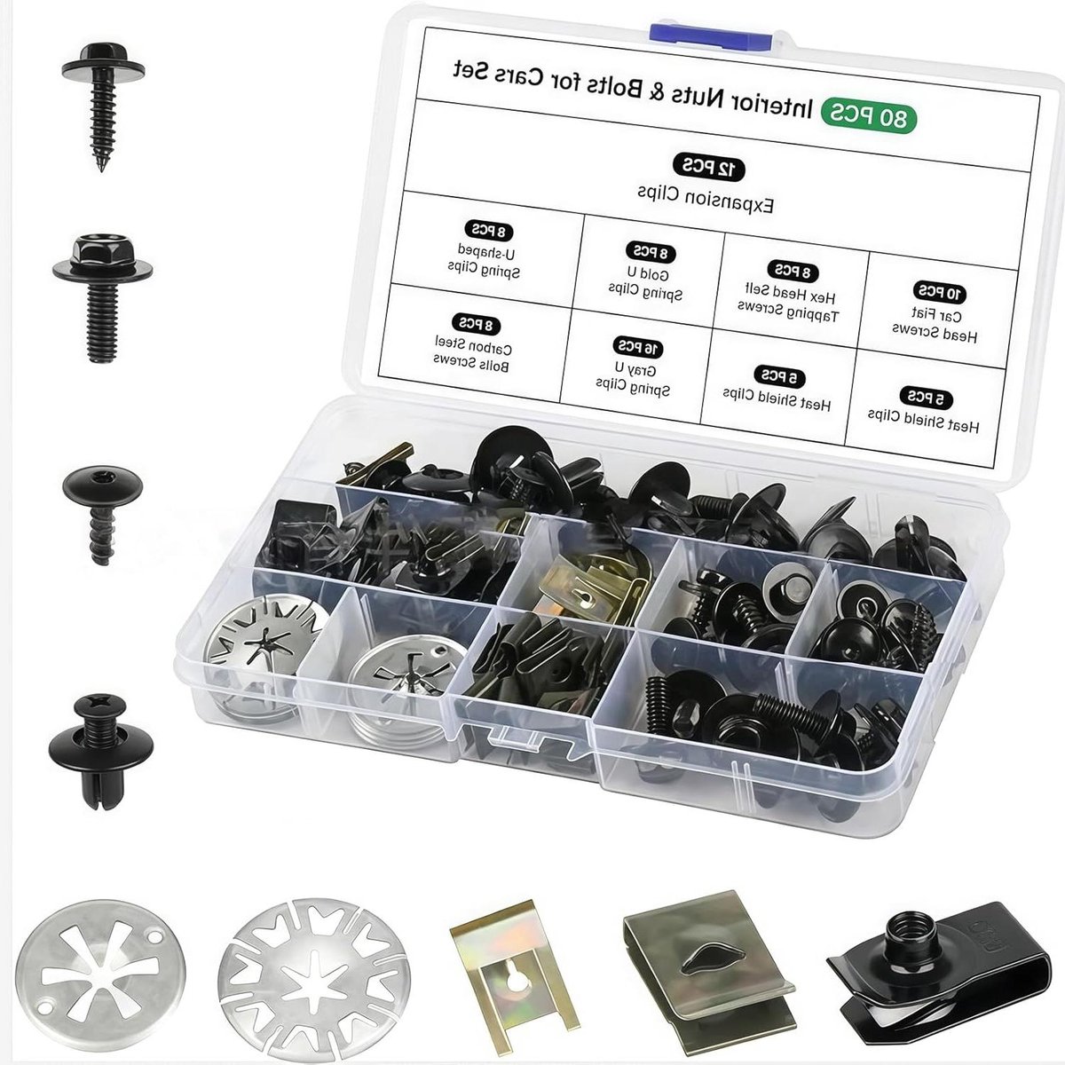 Carrosserie Schroeven - Bevestigingsclips Set - Auto Reparatie - Hoge Kwaliteit Metaal - 80 stuks - Zwart