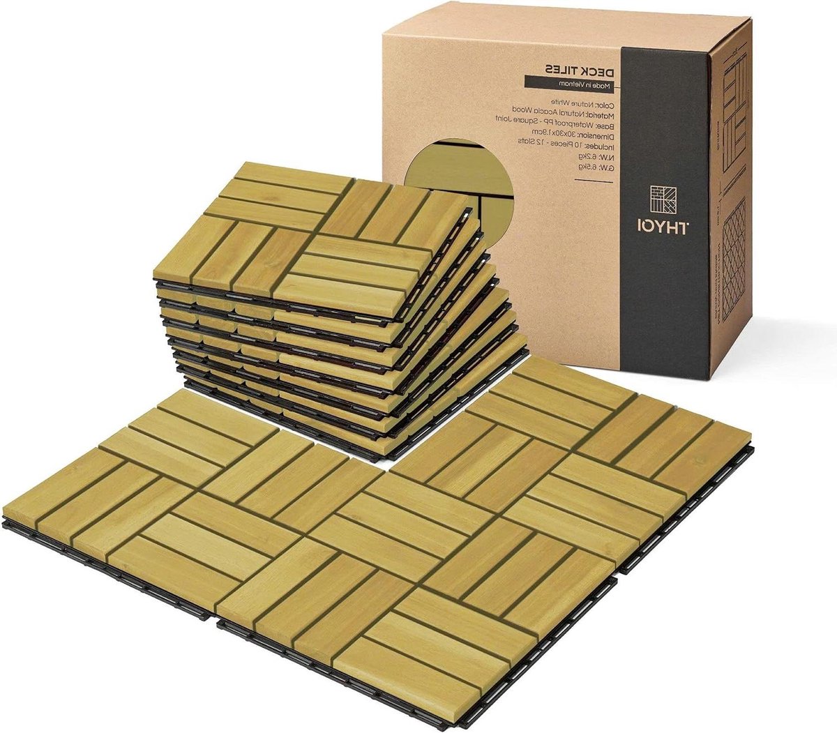 Terrastegels Hout - Houten Vloerdelen - Balkon Aankleden - Waterdicht Acaciahout - 0.9 m² - Groen