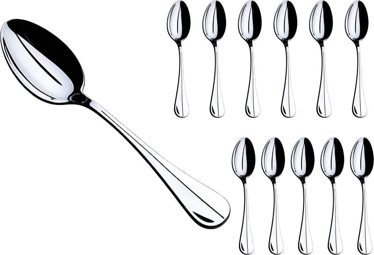 Theelepel - 12 stuks - 14cm. - Koffielepel - Dessertlepels - Hoogwaardig RVS - Hoogglans - 18/10 - Vaatwasserbestendig