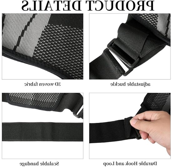 Verstelbare Schouderband voor Ondersteuning van de Rotator Cuff, Unisex Zwarte Compressiekous voor Blessurepreventie en Pijnverlichting tijdens Sportactiviteiten, Geschikt voor Links/Rechts — afbeelding 4