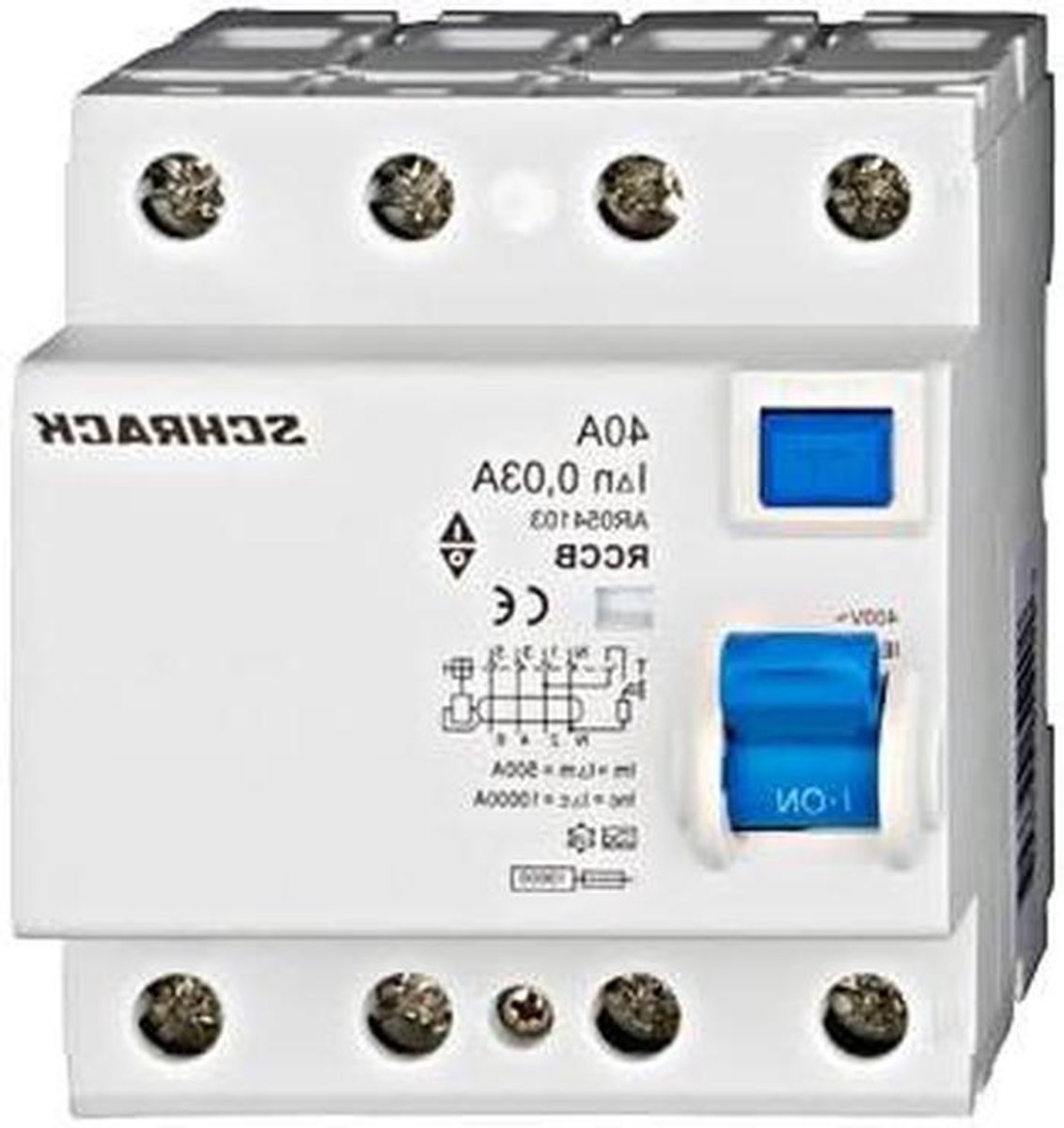 Veiligheidsschakelaar - Stroomonderbreker - Elektrische Beveiliging - 4-polig 30mA - 40A - Grijs